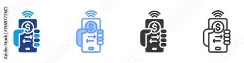 Electronic Funds Transfer icon set multiple style collection