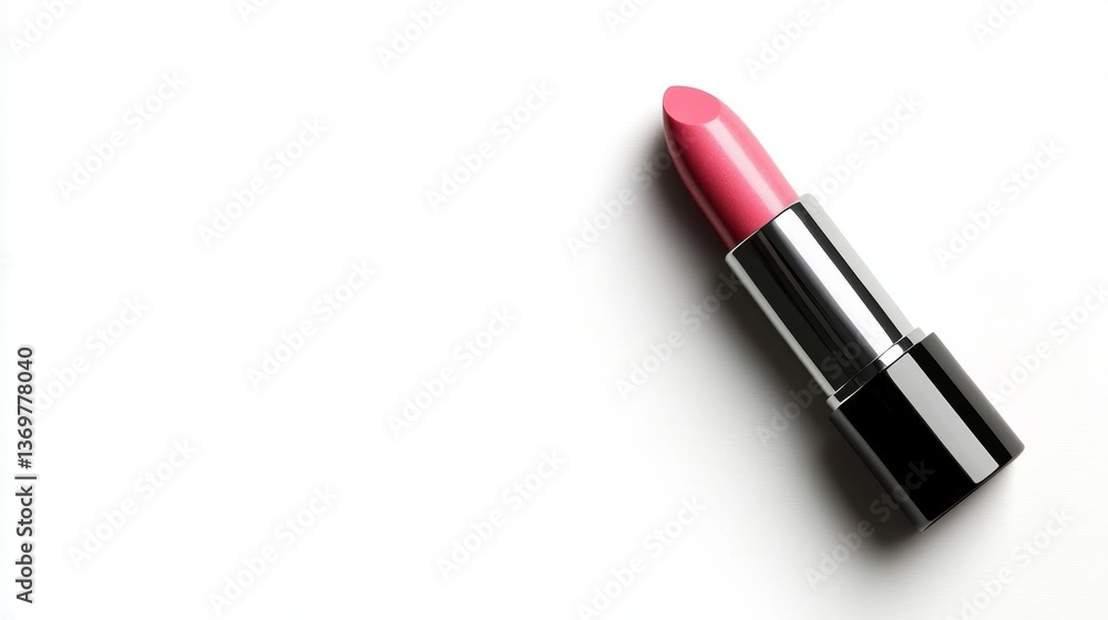 Pink lipstick with smear on white background, close-up product beauty shot. Pink lipstick with smear on white background, close-up product beauty shot.