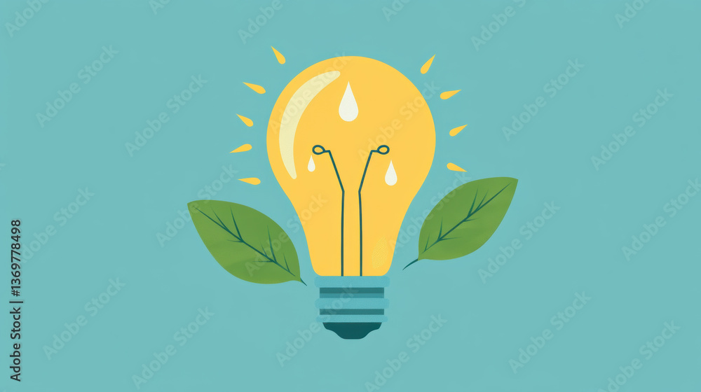 Light bulb with leaves, symbolizing green energy or eco-friendly innovation Light bulb with leaves, symbolizing green energy or eco-friendly innovation