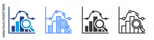 Histogram Analysis icon set multiple style collection