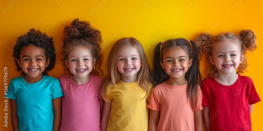 Group of little children on color background Group of little children on color background