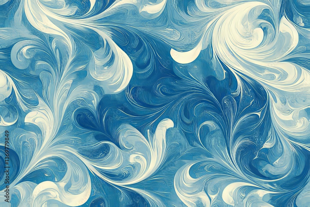 Abstract blue and white swirling pattern evokes a sense of artistry Abstract blue and white swirling pattern evokes a sense of artistry