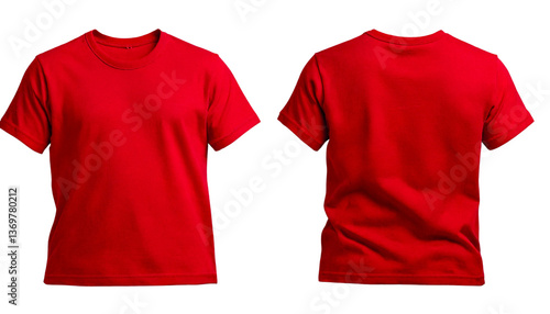 Red shirt sleeve t-shirt mockup on transparent background png