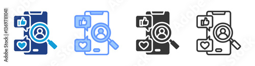 Social Media Recruiting icon set multiple style collection