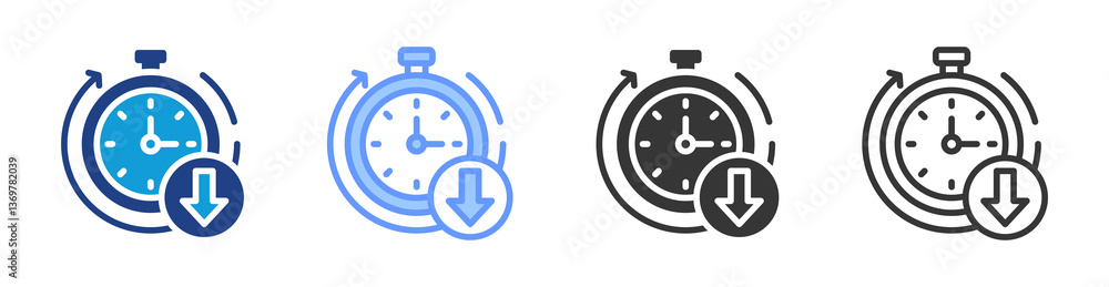 Cycle Time Reduction icon set multiple style collection Cycle Time Reduction icon set multiple style collection