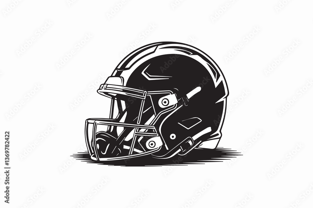 Fototapeta premium football helmet Black and White Vector