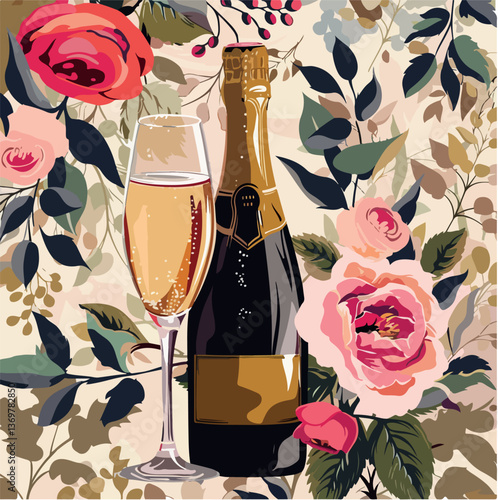 party, illustration, drink, alcohol, wine, celebrate, glass, vector, champagne, design, bubble, fun, object, background, celebration, gold, crystal, beverage, luxury, hand, graphic, glasses, cocktail,