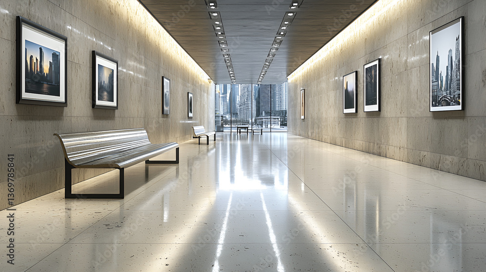 Obraz premium Poster Mockup Displayed in Art Gallery Setting