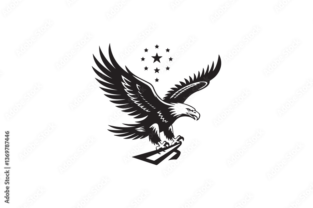 Obraz premium American eagle Black and White Vector