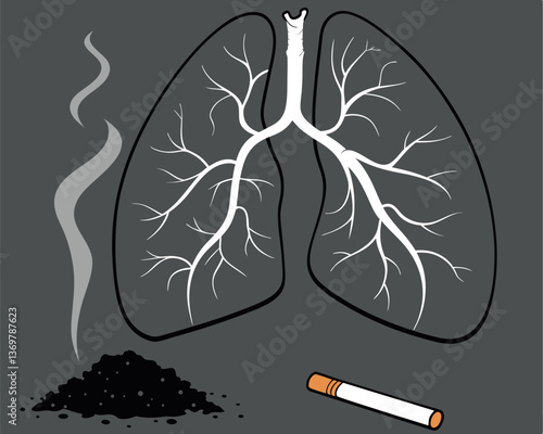 Blackened Lungs with Cigarette and Smoke: Effects of Smoking