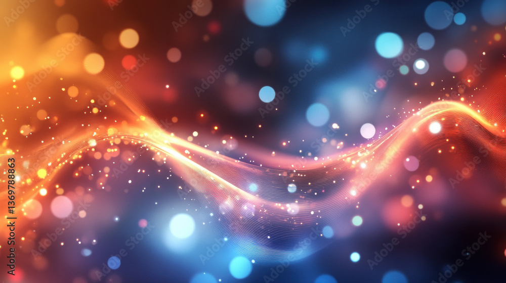 Fototapeta premium Abstract Light Waves with Bokeh Effects