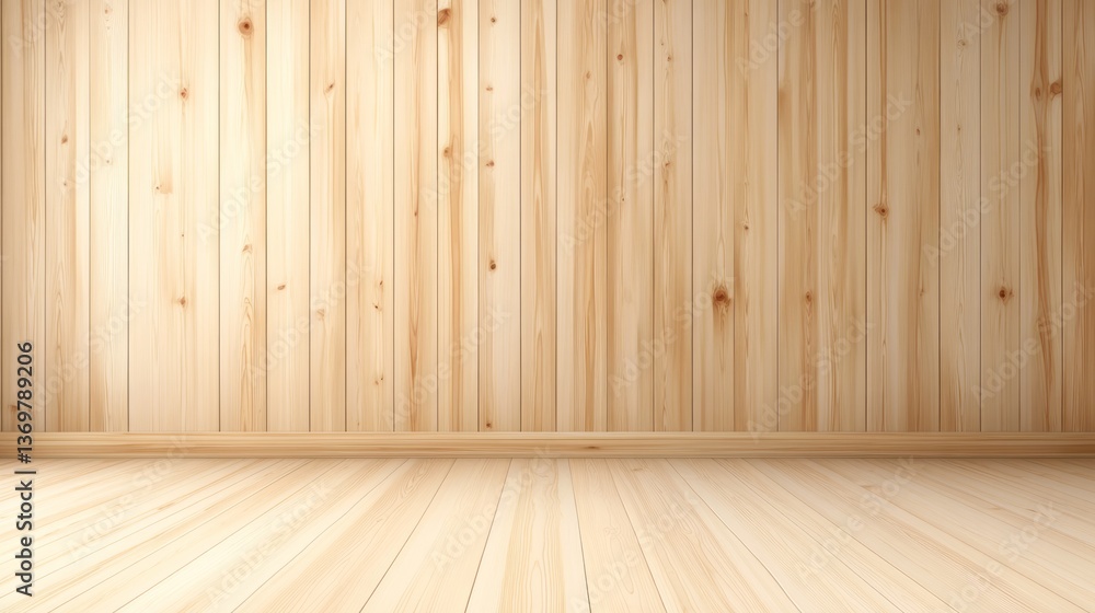 Room features light colored wooden planks covering walls and floor Room features light colored wooden planks covering walls and floor