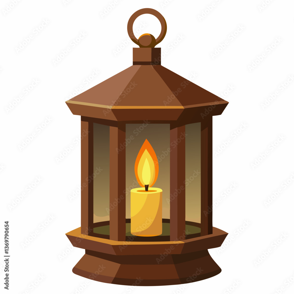 rustic lantern with a glowing candle inside rustic lantern with a glowing candle inside
