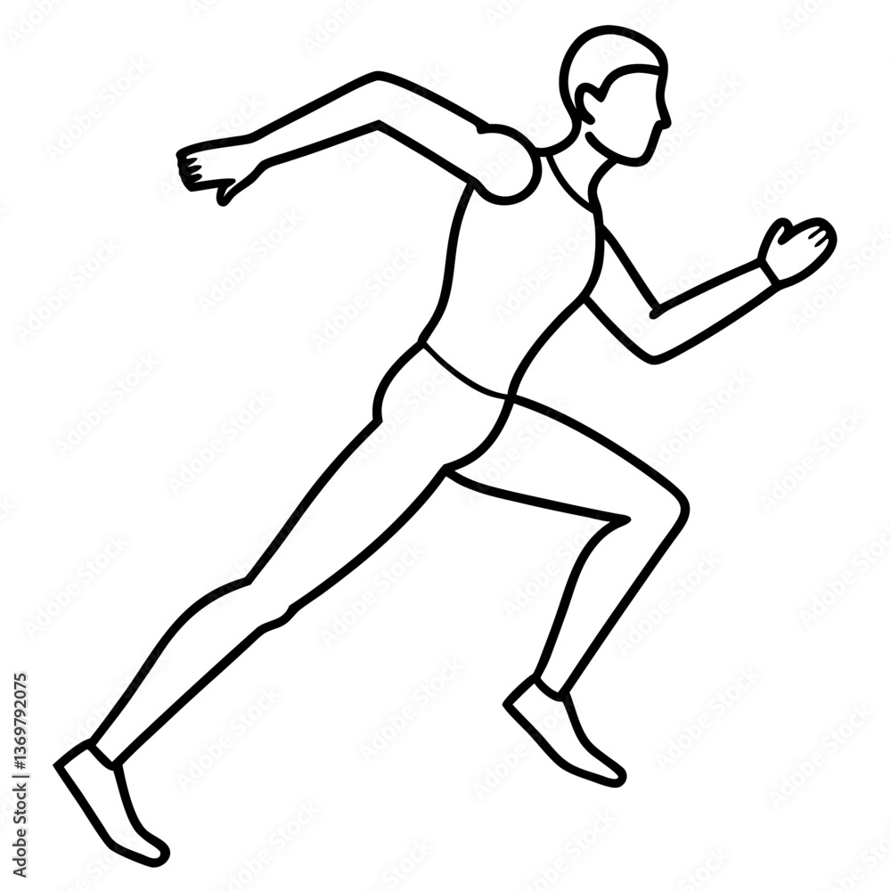 Line art vector silhouette of a male runner in motion Line art vector silhouette of a male runner in motion