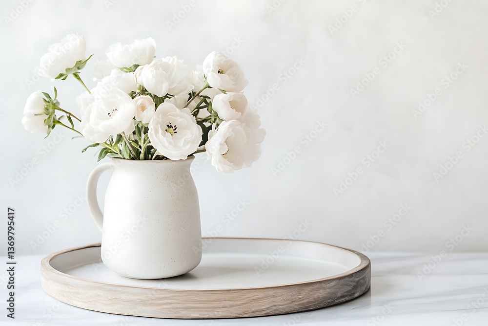Fototapeta premium Delicate White Flowers in Vase - Simple Elegance
