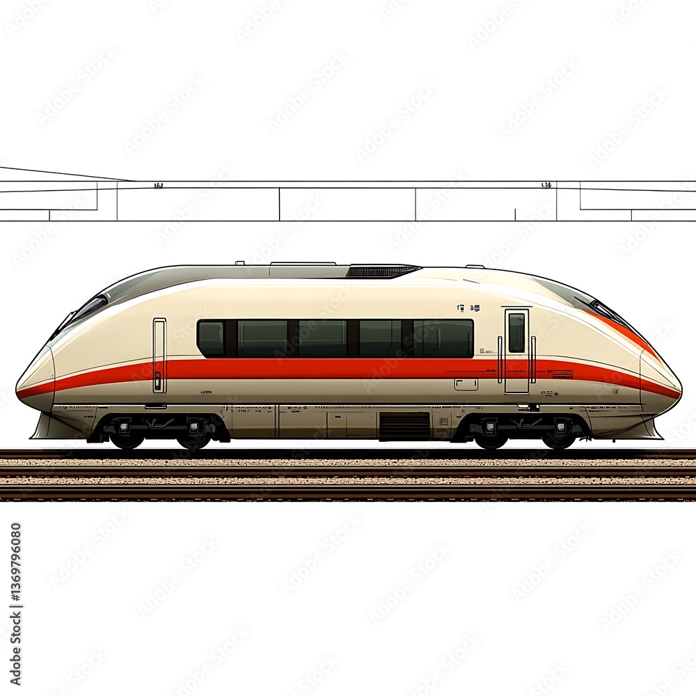 Fototapeta premium High-Speed Bullet Train Side View Clipart for Transportation and Travel Themes