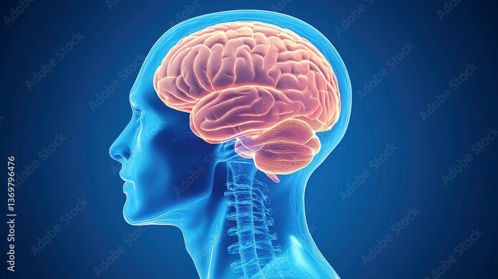Human Brain Anatomy Side View 3D Illustration Human Brain Anatomy Side View 3D Illustration
