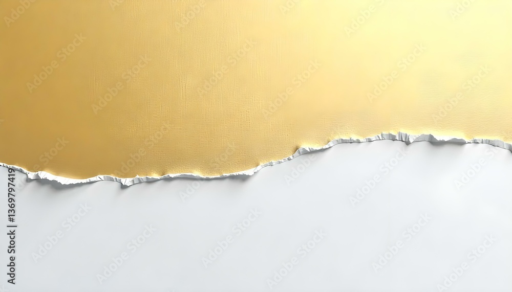 A digital rendering presents a two-toned composition, with the upper portion dominated by a textured, shimmering gold that transitions into a smooth, reflective surface as it descends A digital rendering presents a two-toned composition, with the upper portion dominated by a textured, shimmering gold that transitions into a smooth, reflective surface as it descends