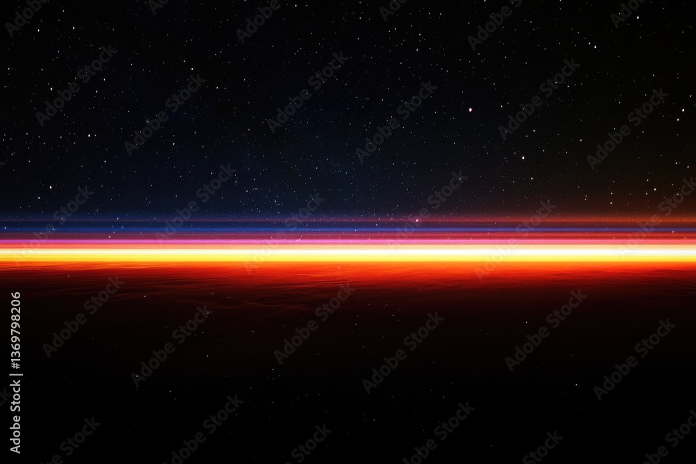 Obraz premium Horizontal Streak of Light with Red and Blue Glow on Black