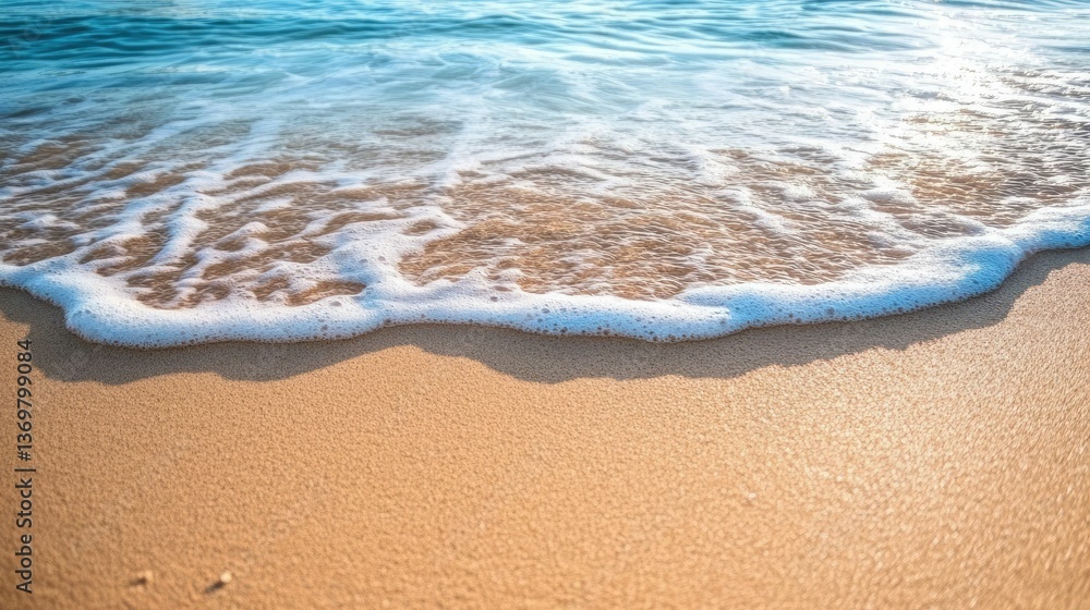 Foamy wave washes onto sandy beach. Foamy wave washes onto sandy beach.