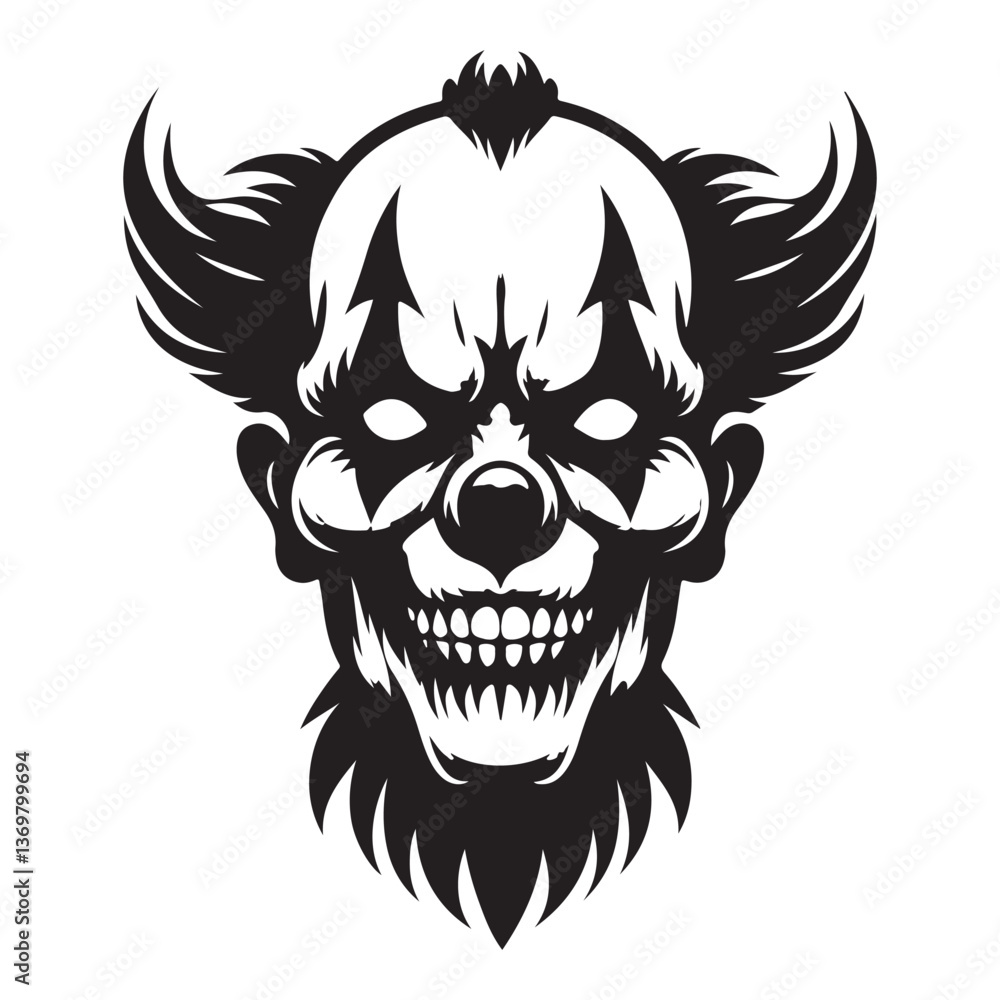 Fototapeta premium Creepy Scary Clown Face Vector Design for Halloween Designs