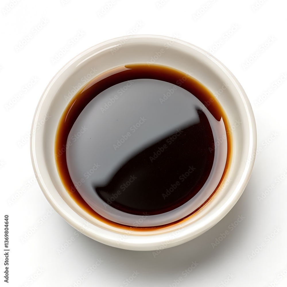 Minimalist Soy Sauce Shot on White Background Minimalist Soy Sauce Shot on White Background
