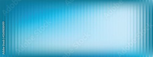 Ribbed glass background in blue tones. Gradient texture with a wavy pattern creating a soft blurred effect. Stylish corrugated glass surface for design and decoration.
