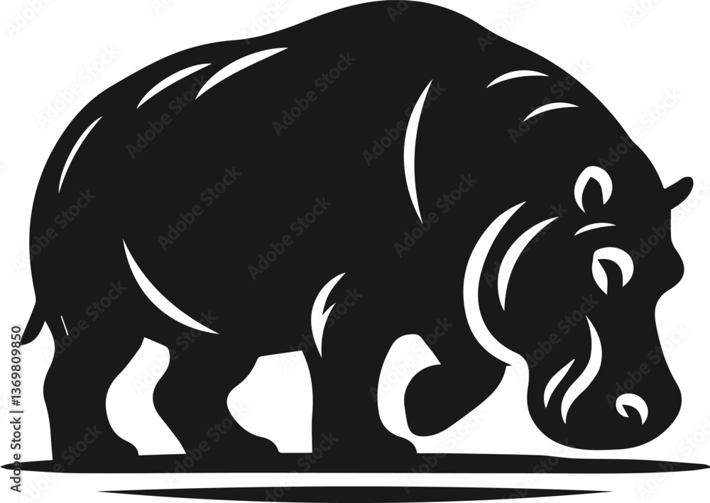 Obraz premium Hippopotamus silhouette animal vector