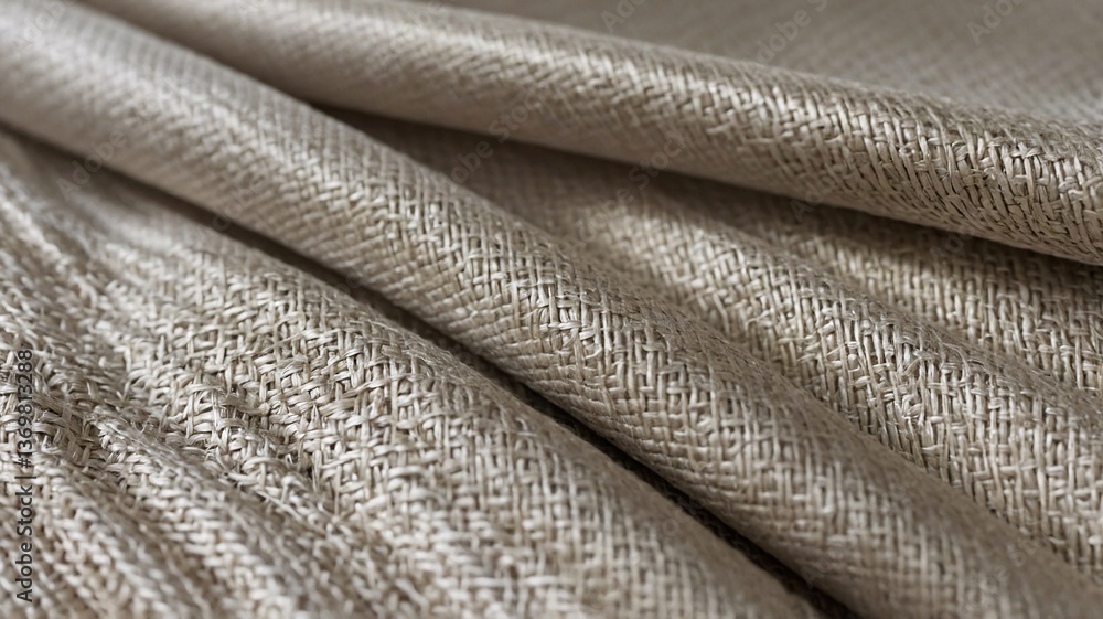 Fototapeta premium Close-up of textured beige fabric showcasing intricate woven patterns.
