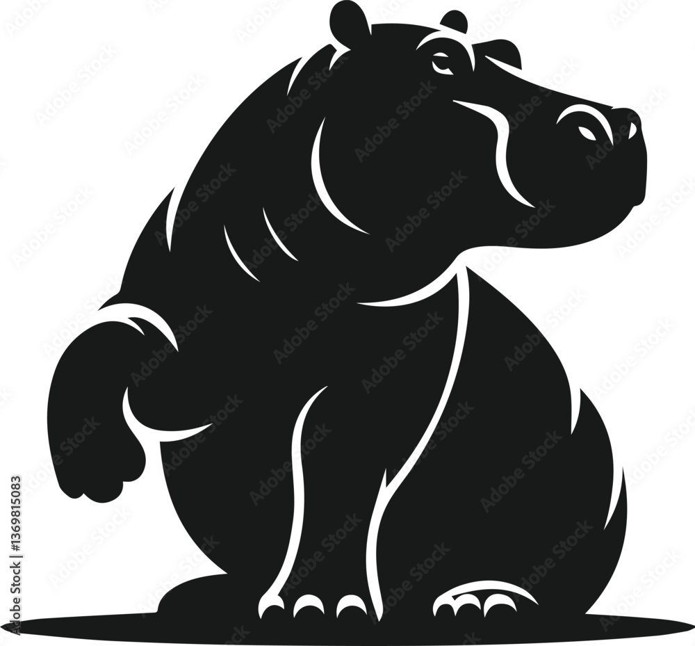 Fototapeta premium Hippopotamus silhouette animal vector