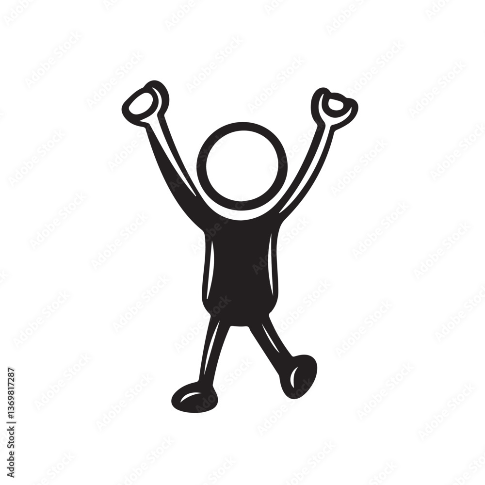 Black Silhouette of a Happy Person Celebrating with Stars – Joy, Success, Excitement, Achievement, and Positive Energy Icon Black Silhouette of a Happy Person Celebrating with Stars – Joy, Success, Excitement, Achievement, and Positive Energy Icon
