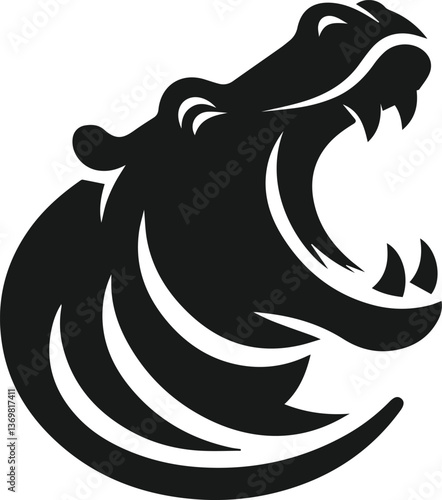 Wallpaper Mural Hippopotamus silhouette animal vector Torontodigital.ca