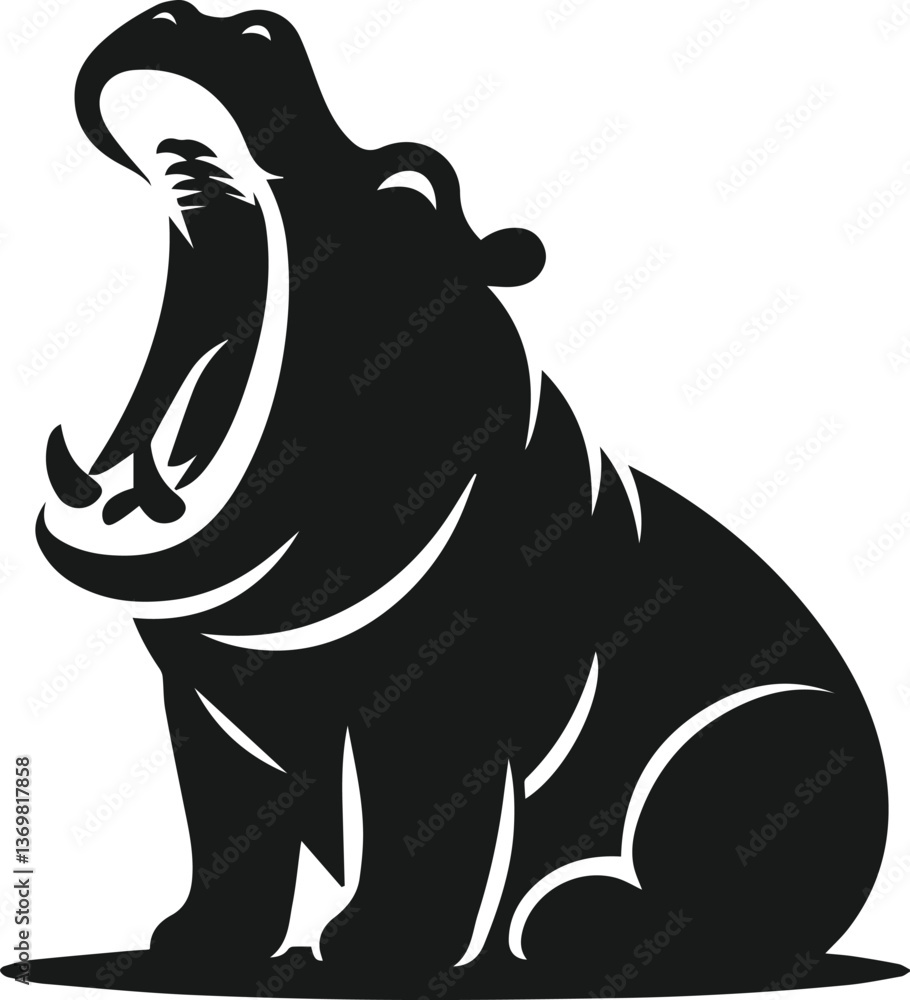 Obraz premium Hippopotamus silhouette animal vector