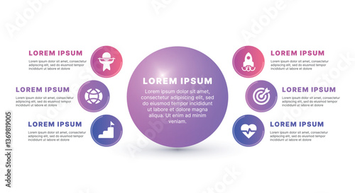 Obraz na płótnie Modern infographic template for business presentations: step-by-step process with numbers, text blocks, and graphic elements for easy demonstration of a plan, strategy, or report. w salonie