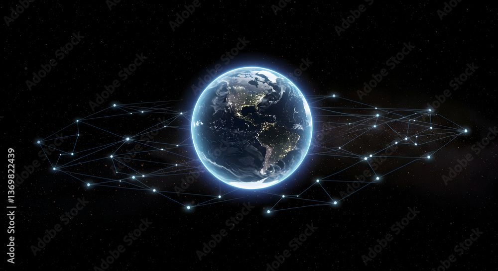 Obraz premium Pixelated Earth In Space