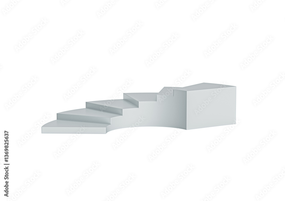 Modern staircase with sleek curved design, perfect for architectural concepts, 3d illustration Modern staircase with sleek curved design, perfect for architectural concepts, 3d illustration