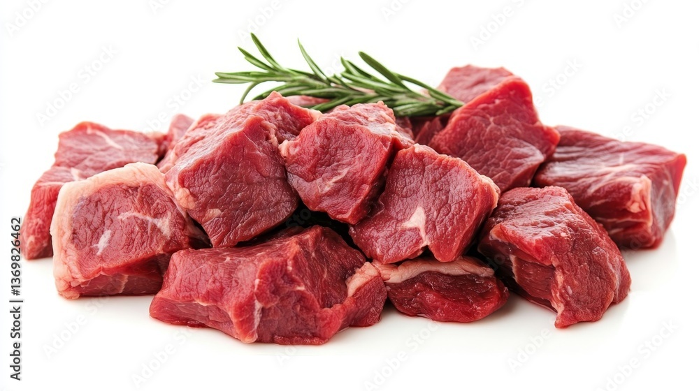 Fresh beef steak cuts with herbs on white background for raw meat cuisine concept. Fresh beef steak cuts with herbs on white background for raw meat cuisine concept.