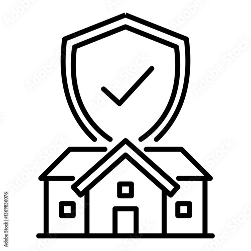 House insurance icon, representing property protection and financial security. Symbolizes coverage, home safety, and risk management, ideal for insurance, real estate, and finance-related content