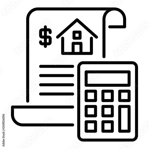 Property transactions conceptual icon. Symbolizes property buying and selling, price negotiation, mortgage.