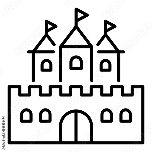 Palace icon, representing royal residences and historic landmarks. Symbolizes grandeur, heritage, and royalty, ideal for travel, history, and cultural-related content