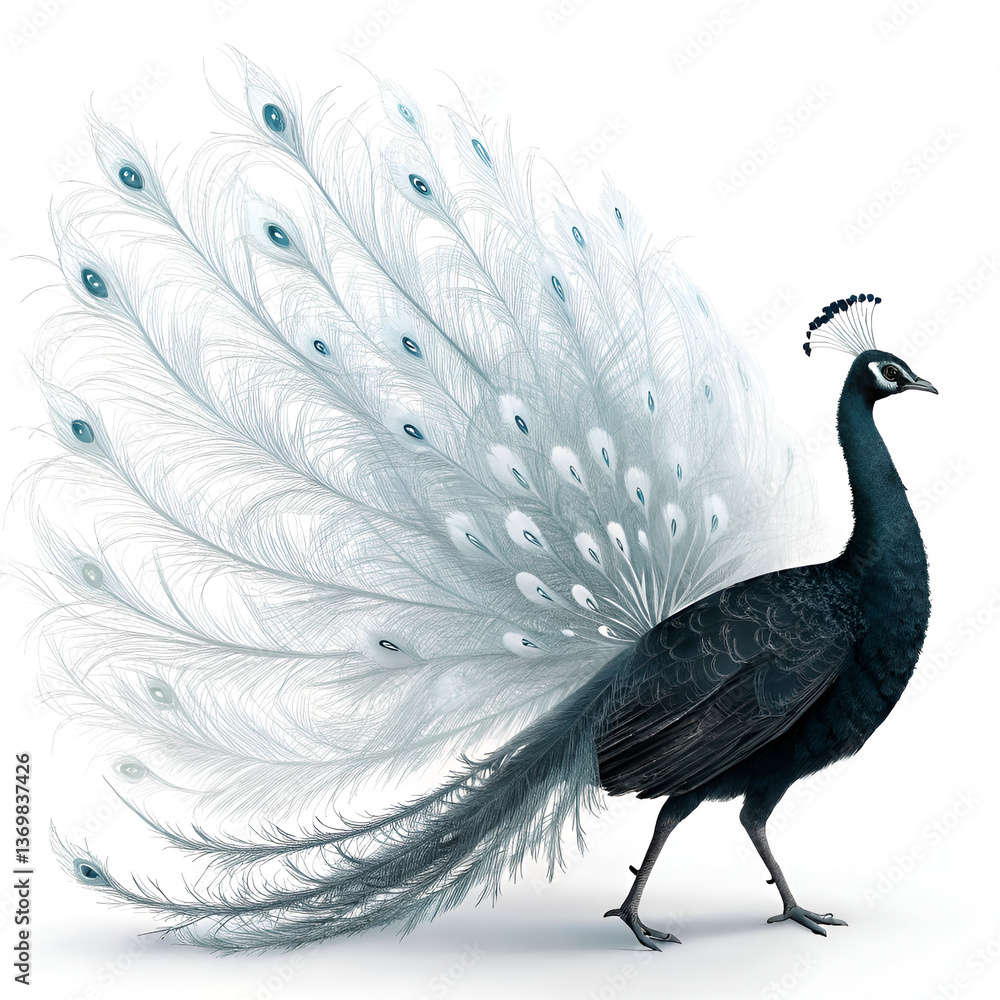 Fototapeta premium peacock feather isolated on white