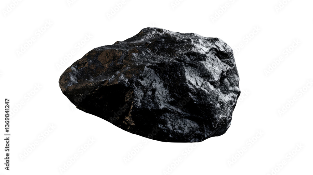 Obraz premium Anthracite Coal: A close-up of a rough, raw lump of coal, an essential energy source with a textured, matte finish, captures the essence of the earth's resources.