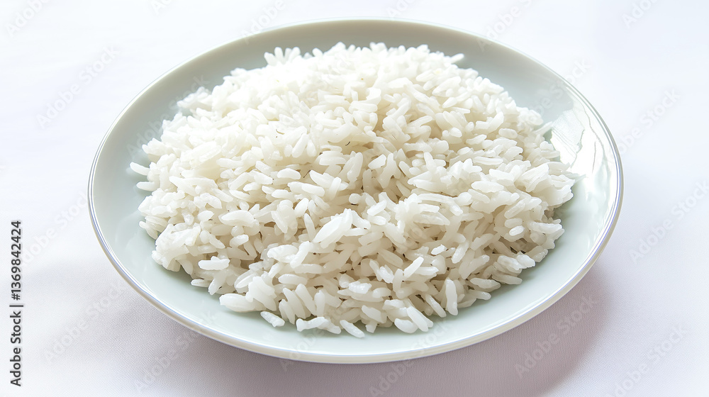 white cooked rice on dish white cooked rice on dish