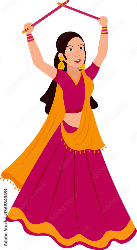 Fototapeta premium women performing dandiya navratri traditional dance festival