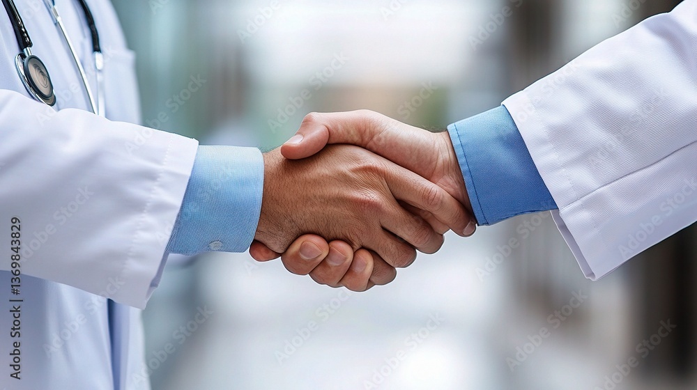 Healthcare Executive Forming Partnership with Handshake Gesture Healthcare Executive Forming Partnership with Handshake Gesture