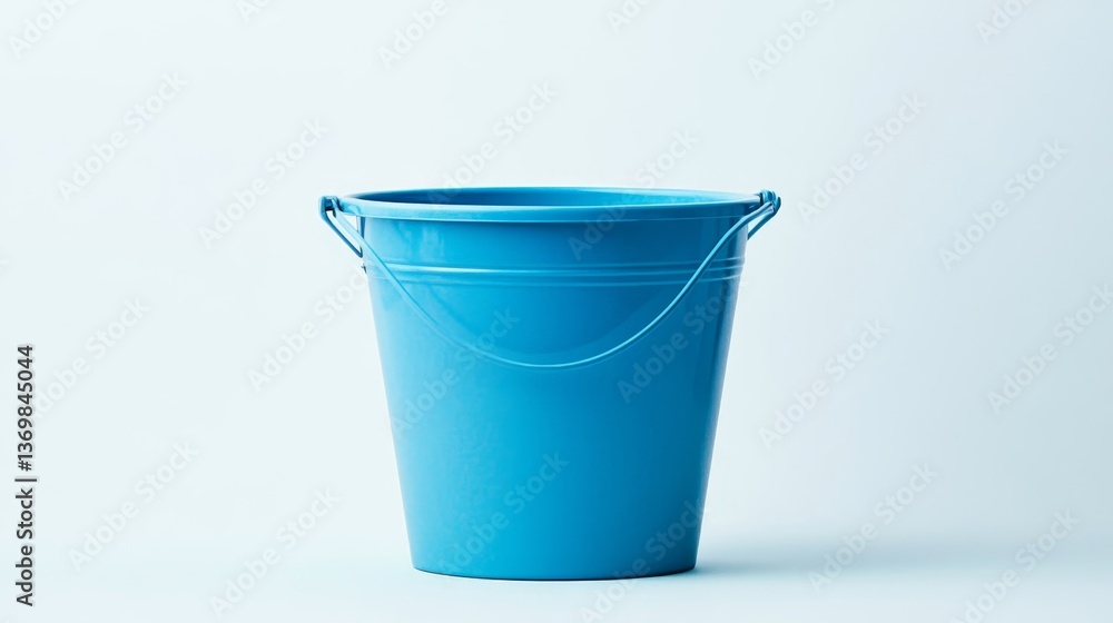 blue plastic bucket with handle isolated on white background, clean and simple design. blue plastic bucket with handle isolated on white background, clean and simple design.