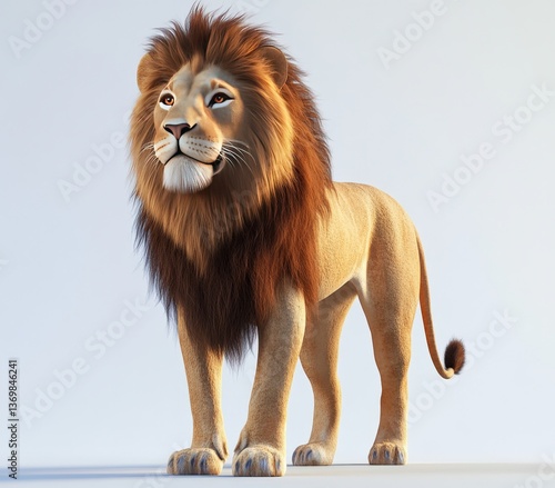A striking photo of a lion on a white background