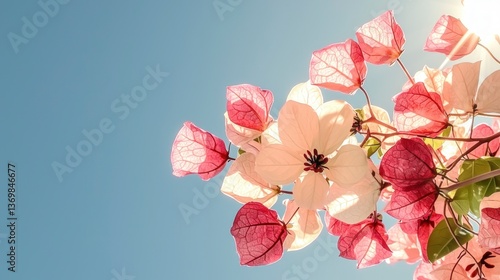 Vibrant Bougainvillea Blossoms Basking in Sunlight A Stunning Floral Display