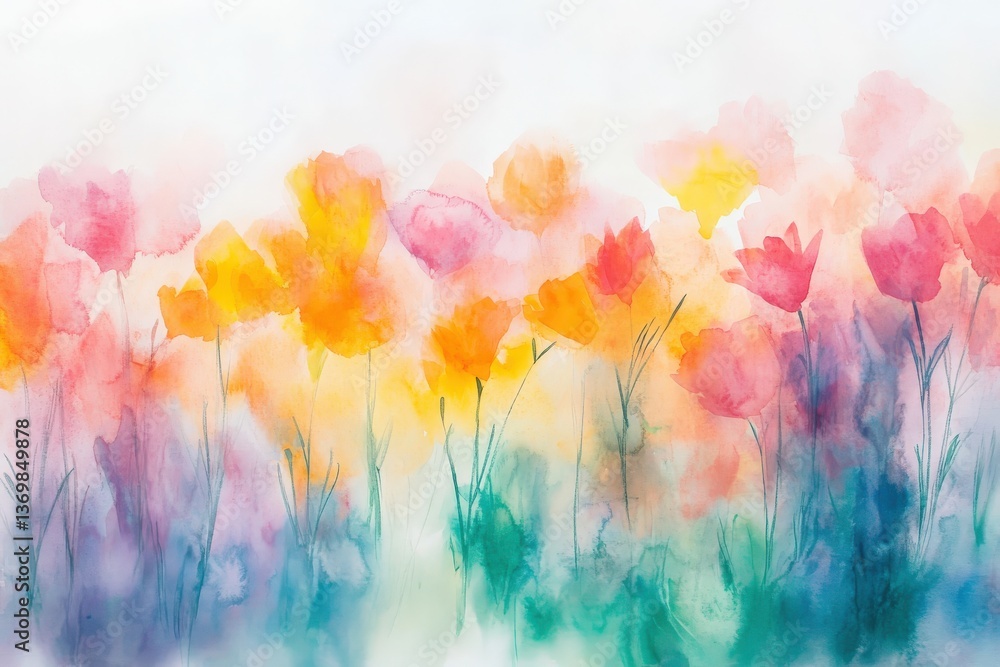 Obraz premium A watercolor painting of colorful flowers on a white background