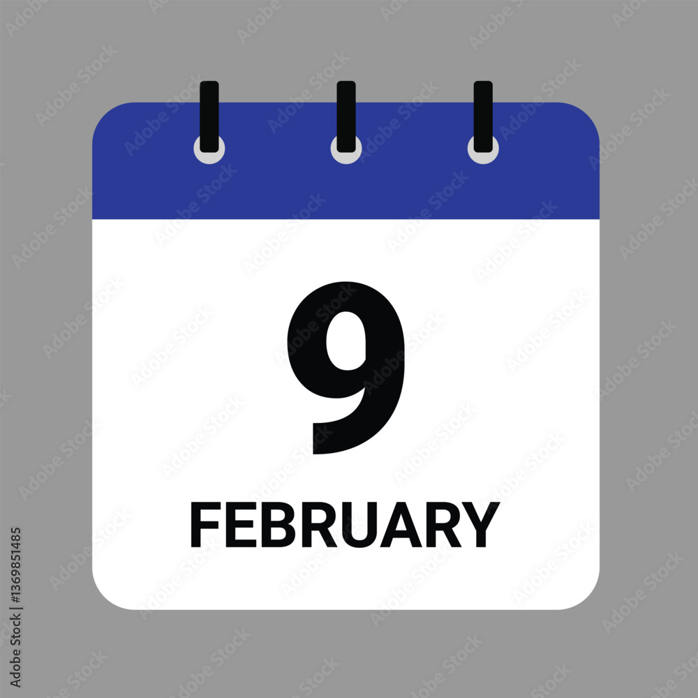 Vector illustration of a calendar icon showing dates and events. FEBRUARY 1 Calendar Icon – Flat Design, Minimalist Date Illustration